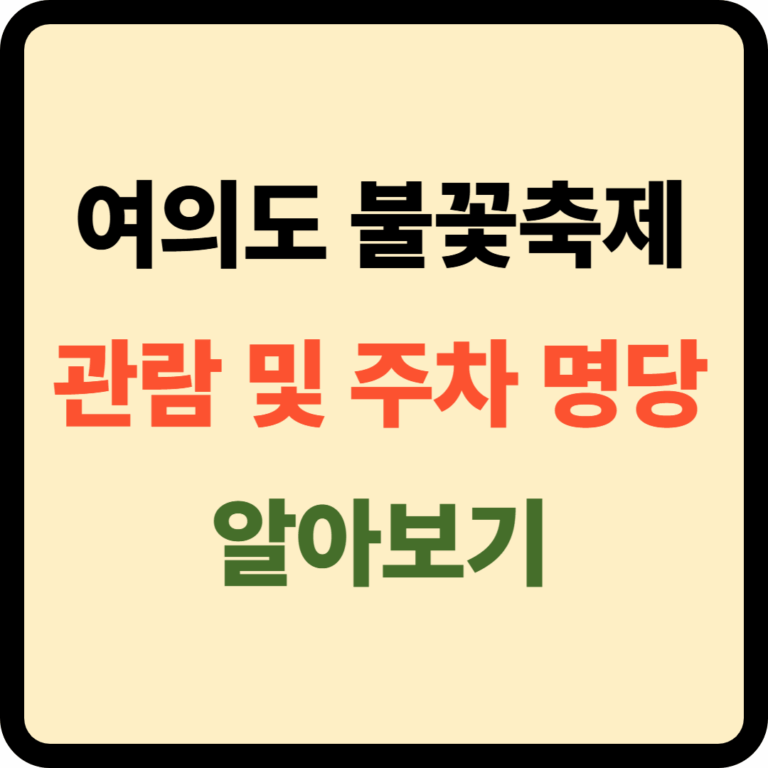여의도 불꽃축제 관람 및 주차 명당