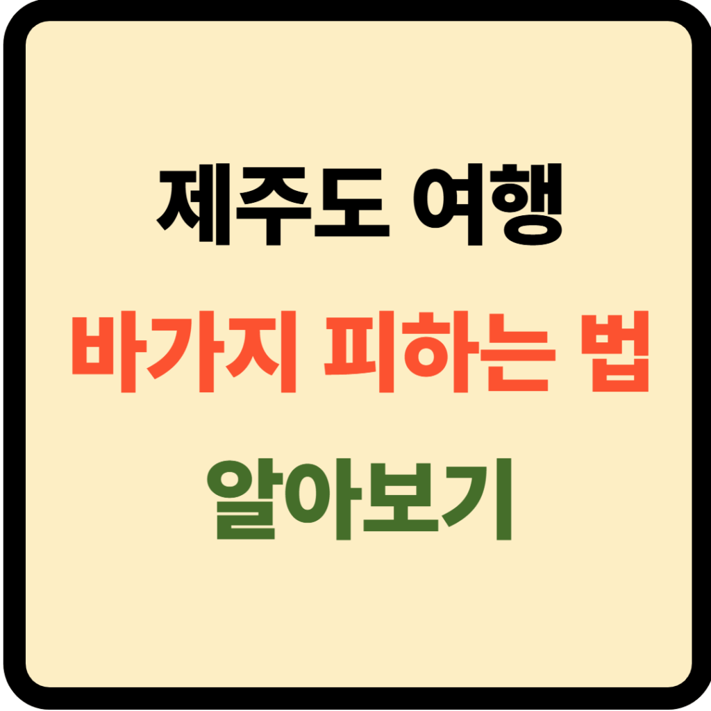 제주도 여행 바가지 피하는 법