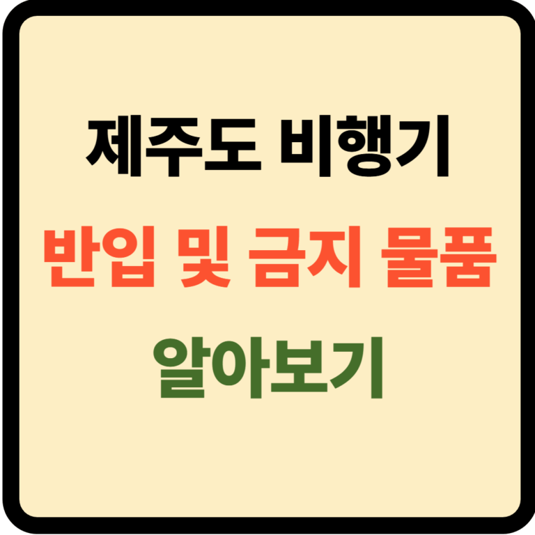 제주도 기내 반입 및 금지 물품