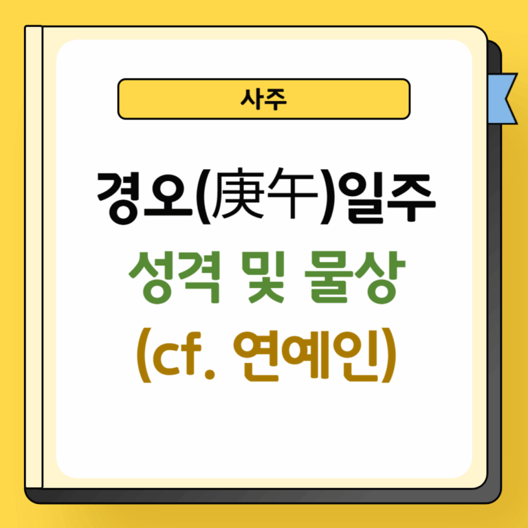 경오일주 성격 및 물상