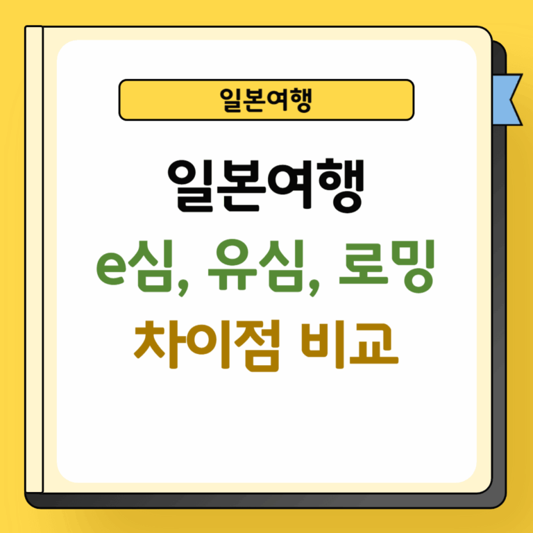 일본여행 e심 유심 로밍 차이점