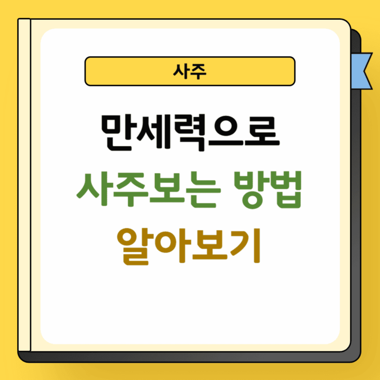 만세력으로 사주보는 방법